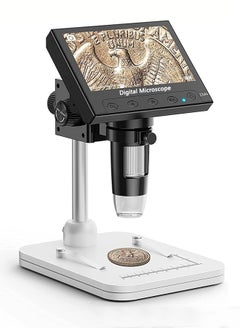 Microscope, LCD Digital Coin Microscope 1000x, Coin Magnifier with 8 Adjustable LED Lights, PC View Compatible with Windows/MacBook, EDM4, 4.3 Inch