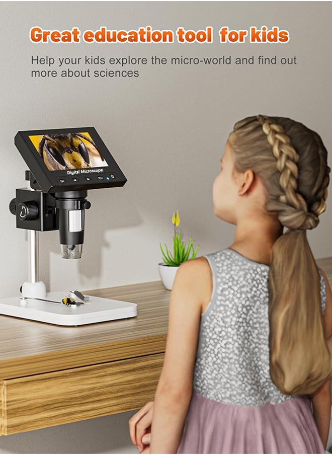 Garlo - Microscope, LCD Digital Coin Microscope 1000x, Coin Magnifier with 8 Adjustable LED Lights, PC View Compatible with Windows/MacBook, EDM4, 4.3 Inch - Image 1