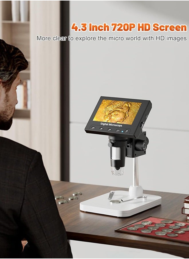 Garlo - Microscope, LCD Digital Coin Microscope 1000x, Coin Magnifier with 8 Adjustable LED Lights, PC View Compatible with Windows/MacBook, EDM4, 4.3 Inch - Image 1