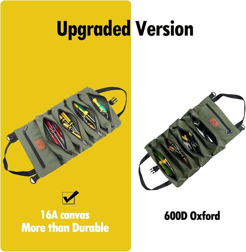 BIGTHREE® Tool Bag Roll Up, Multi-Purpose Roll Up Tool Bag, With 5 Tool Pouches, Wrench Roll Tool Roll Organizers For Mechanic, Car First Aid Kit Wrap Roll Storage Case, Camping Gear - Image 5