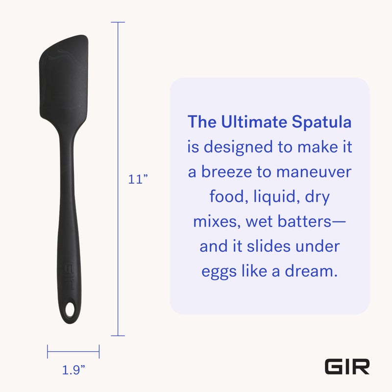 GIR: Get It Right Silicone Kitchen Spatula - Non-toxic Cooking Utensils for Nonstick Cookware, Cooking and Baking, Ultimate - 11IN - Black - Image 3
