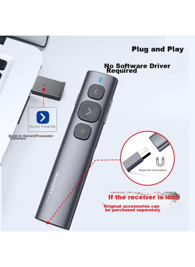 Norwii Laser Presentation Remote, Dual Interface Teacher's Ppt Projection Pen, Laser Page-turning Pen, Electronic Pointer For Lectures, Flipper For Courseware, Black N95 Plus - Image 2