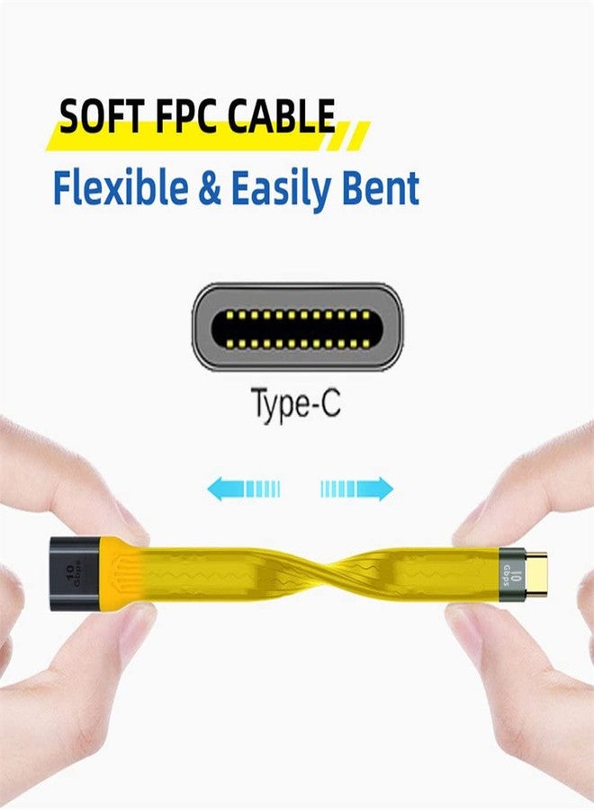 NFHK Yellow USB 3.1 Type C Male Host to USB3.0 Type A Female OTG Flat Slim FPC Data Cable for Laptop & Phone - Image 4