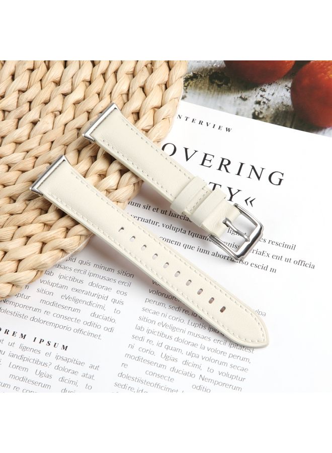 Replacement Strap For Samsung Galaxy Watch Fit 3 Leather Sewing Thread Pin Buckle Watch Band Beige