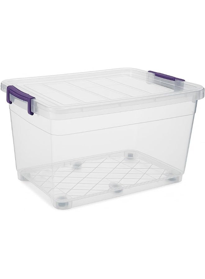 KOVAR Stackable Storage Container, Clear Plastic Box with Locking Lid (30L)