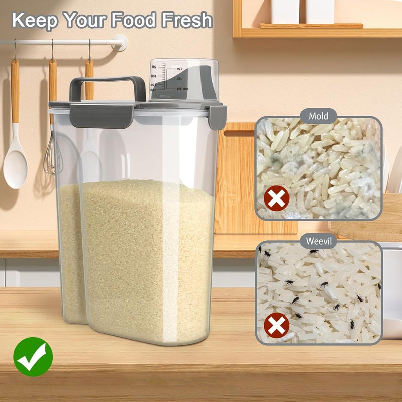 Komzon Rice Container, Airtight Rice Storage Container 10lb, Cereal Containers Storage, BPA Free Food Dispenser with Pouring Spout Handle for Flour Pasta Grain, Pet Dog Cat Bird Food Storage Container - Image 5