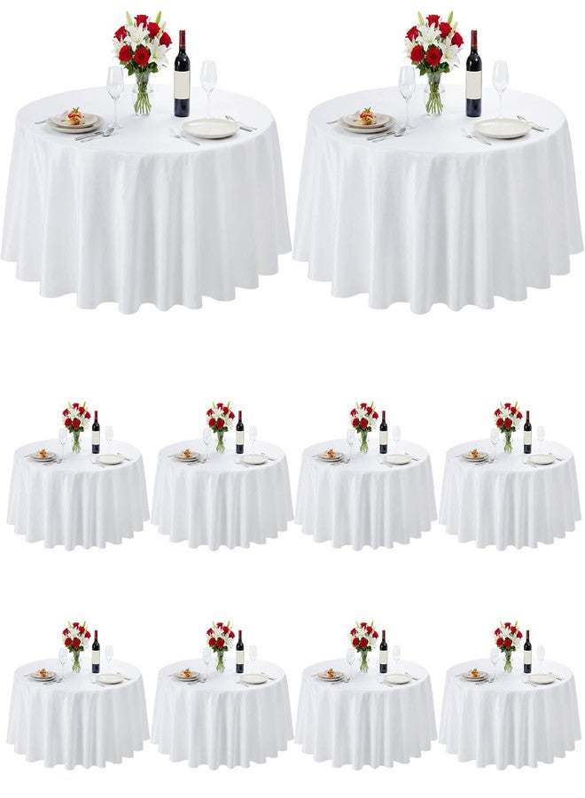 LemonRoad 12 Pack White Round Tablecloths 60 Inches Washable Polyester Table Cloth Fit 20 to 42 Inches Tables for Dining Buffet Party Camping Wedding - Image 1