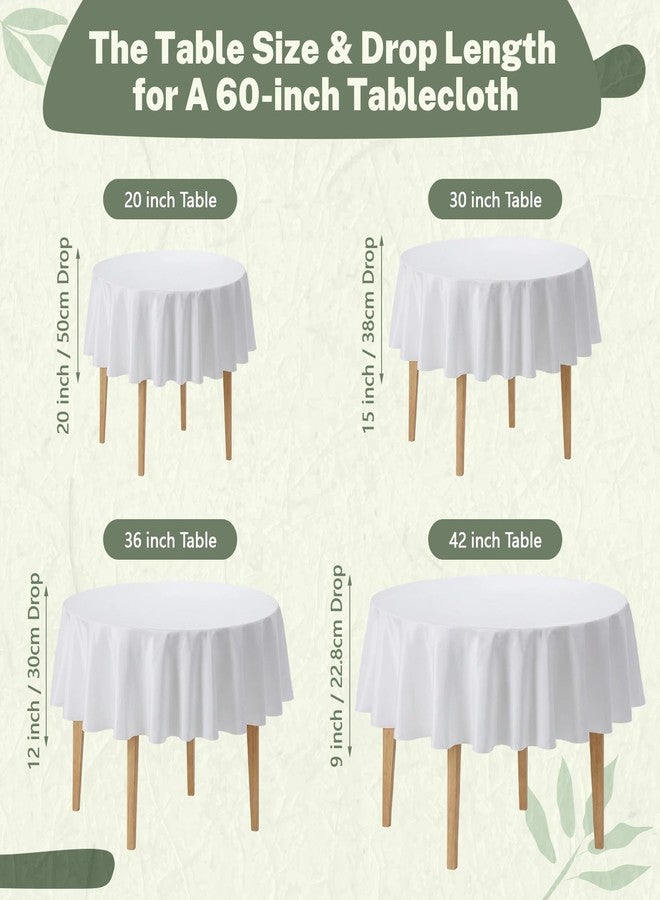 LemonRoad 12 Pack White Round Tablecloths 60 Inches Washable Polyester Table Cloth Fit 20 to 42 Inches Tables for Dining Buffet Party Camping Wedding - Image 3