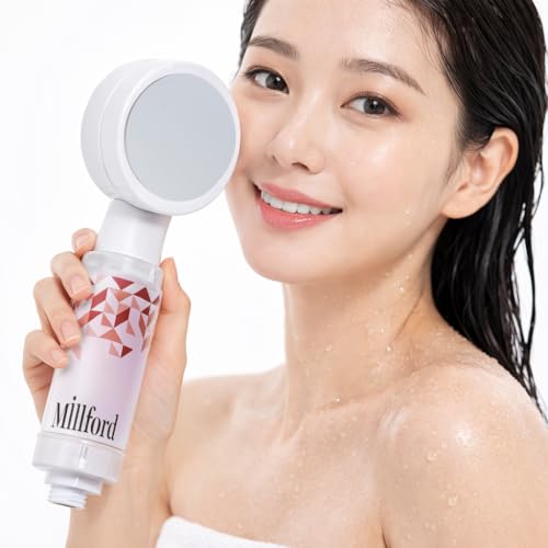 Millford Vitamin C Shower Filter Korean Acne Care Filter for Redness Relief Removes 99 Chlorine Impurities Natural Shower Infuser Detox Deep Cleanse for Face Body Breakouts Floral - Image 1
