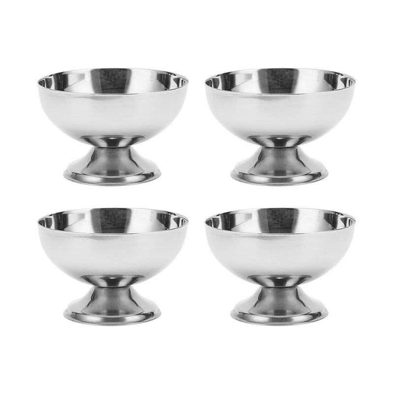 4Pcs Ice Cream Bowl Stainless Steel Food Grade Smoothing Durable Metal Dessert Bowl with Forks for Salad Cake Snacks - Image 3