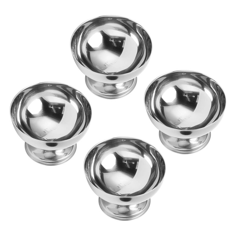 4Pcs Ice Cream Bowl Stainless Steel Food Grade Smoothing Durable Metal Dessert Bowl with Forks for Salad Cake Snacks - Image 5