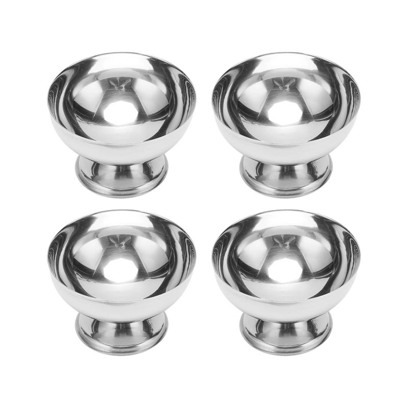 4Pcs Ice Cream Bowl Stainless Steel Food Grade Smoothing Durable Metal Dessert Bowl with Forks for Salad Cake Snacks - Image 4