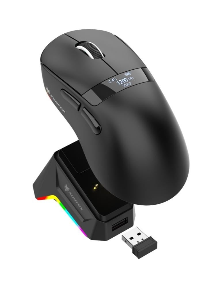 XUNFOX H9Pro Tri-mode Bluetooth Wireless Gaming Mouse with with Magnetic Charging Dock, Lightweight Anti Slip Mouse, PixArt PAW3311 Sensor, BT/2.4Ghz/Wired, for PC/MAC - Image 1