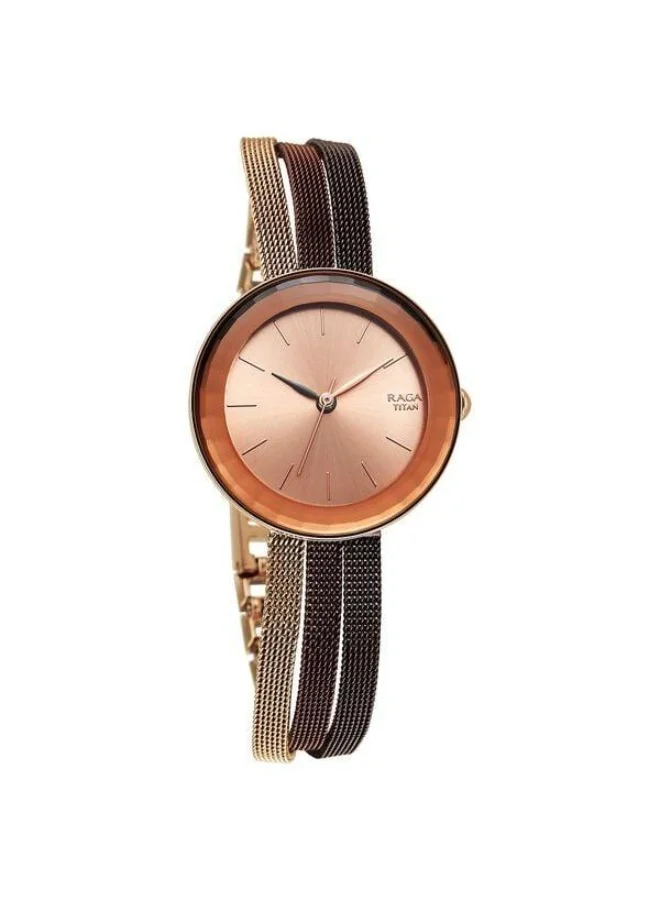 TITAN Raga Delight Quartz Analog Rose Gold Dial Multicolour Stainless Steel Strap Watch for Women - 95153KM01