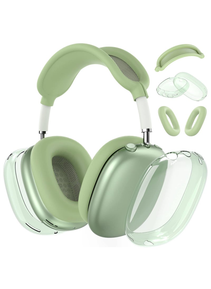 Generic - Silicone Cases Suitable for Apple AirPods Max 3-in-1 Headphones Anti-Scratch Clear Soft TPU Ear Cups Cover Headband Cover and Ear Pad Protector Case Skin Accessories (Green) - Image 1