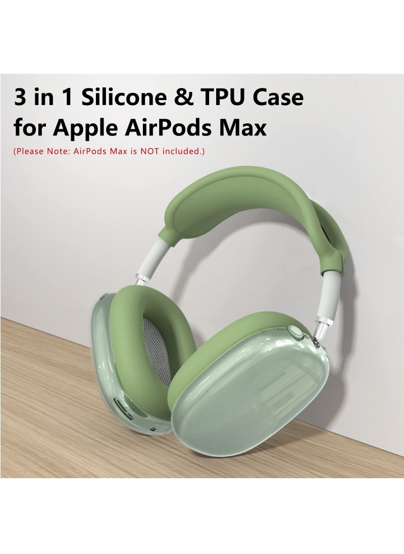 Generic - Silicone Cases Suitable for Apple AirPods Max 3-in-1 Headphones Anti-Scratch Clear Soft TPU Ear Cups Cover Headband Cover and Ear Pad Protector Case Skin Accessories (Green) - Image 1