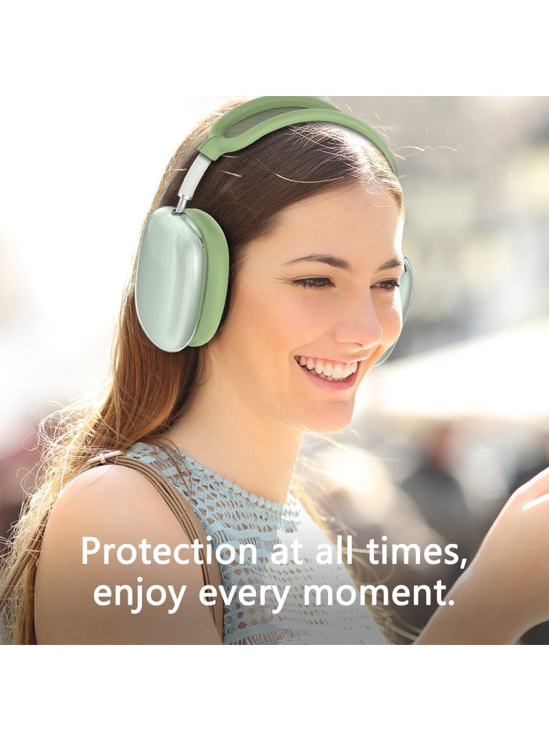 Generic - Silicone Cases Suitable for Apple AirPods Max 3-in-1 Headphones Anti-Scratch Clear Soft TPU Ear Cups Cover Headband Cover and Ear Pad Protector Case Skin Accessories (Green) - Image 1