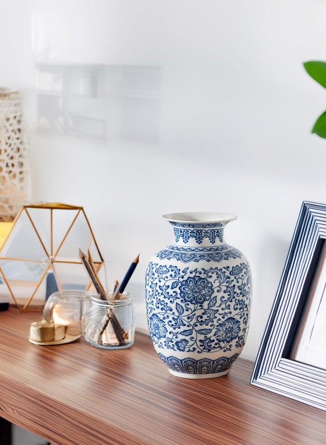 GaLouRo Blue and White Vase, Chinoiserie Porcelain for Living Room Shelf, Entryway Decor & Blue and White Home Centerpiece, Blue Vases Home Décor,11" H - Image 5