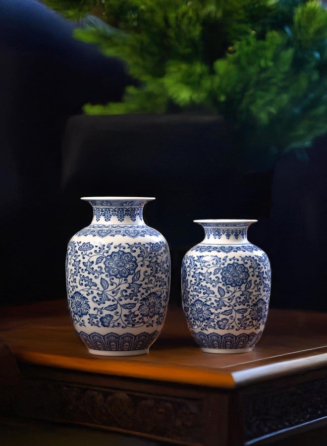 GaLouRo Blue and White Vase, Chinoiserie Porcelain for Living Room Shelf, Entryway Decor & Blue and White Home Centerpiece, Blue Vases Home Décor,11" H - Image 4