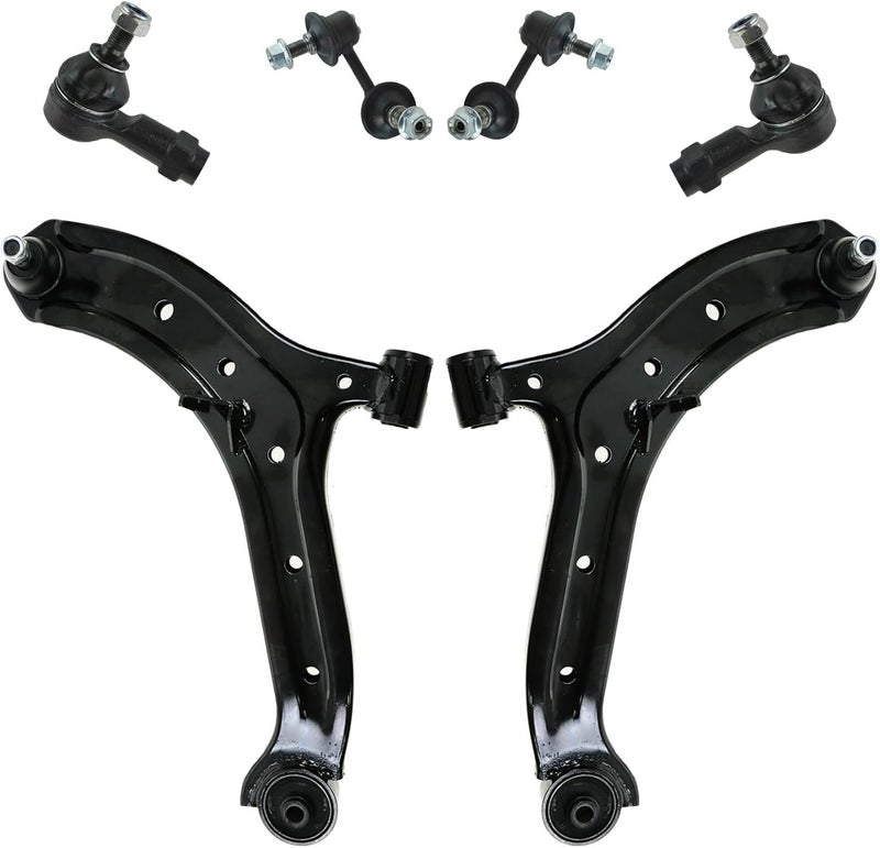 TRQ Front Steering & Suspension Kit Control Arm with Ball Joint Sway Bar Stabilizer Link Tie Rod Compatible with 2000-2005 Hyundai Accent - Image 1