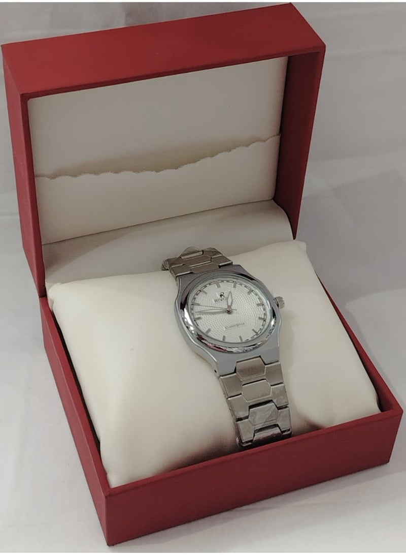 ريفولي ساعة رجالي كلاسيكية أنيقة بسوار ستانلس ستيل تصميم راقٍي وجميل