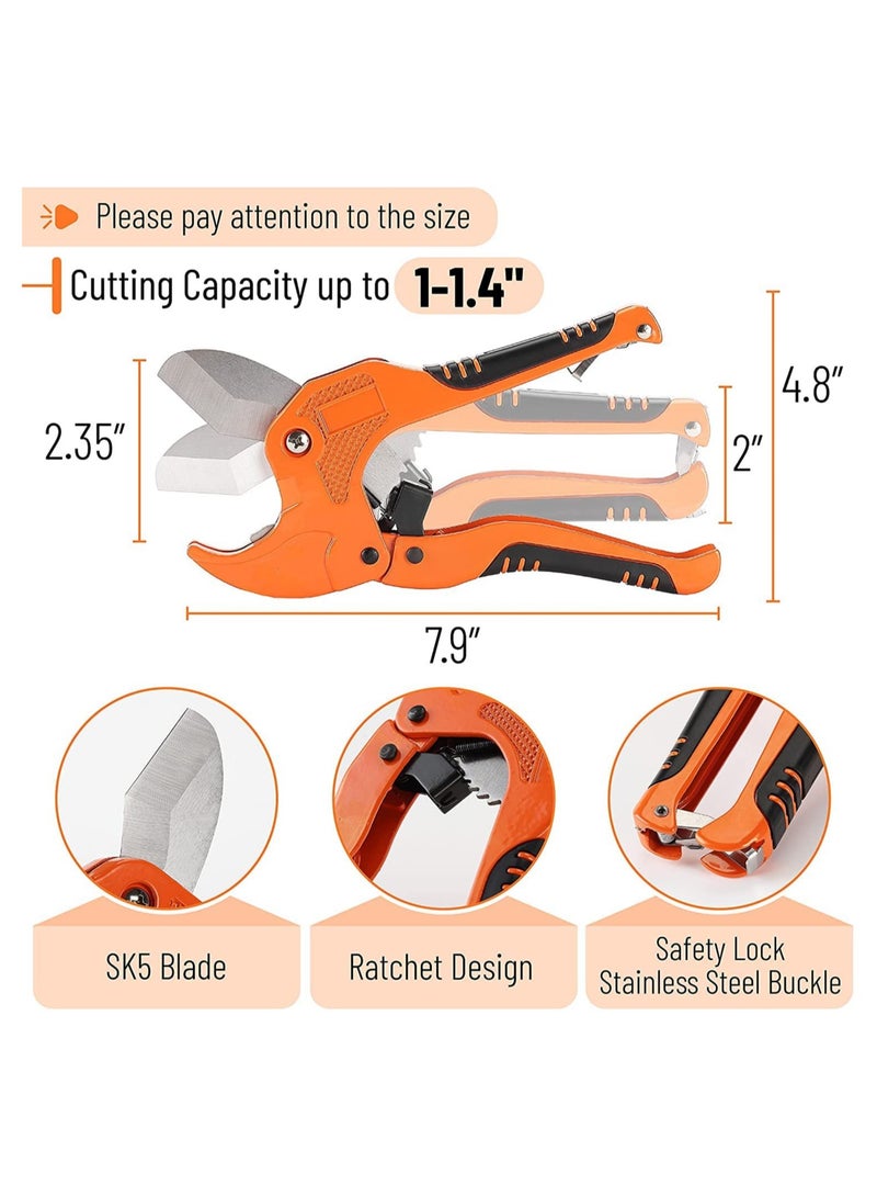KASTWAVE PVC Pipe Cutter, Cuts up to 1-1/4", Ratcheting PVC Pipe Cutter Tool, Pipe Cutters PVC, PVC Pipe Shears, PVC Cutter, Plastic Pipe Cutter, PEX Pipe Cutter, PVC Cutter Tool, PVC Ratchet Cutter - Image 2