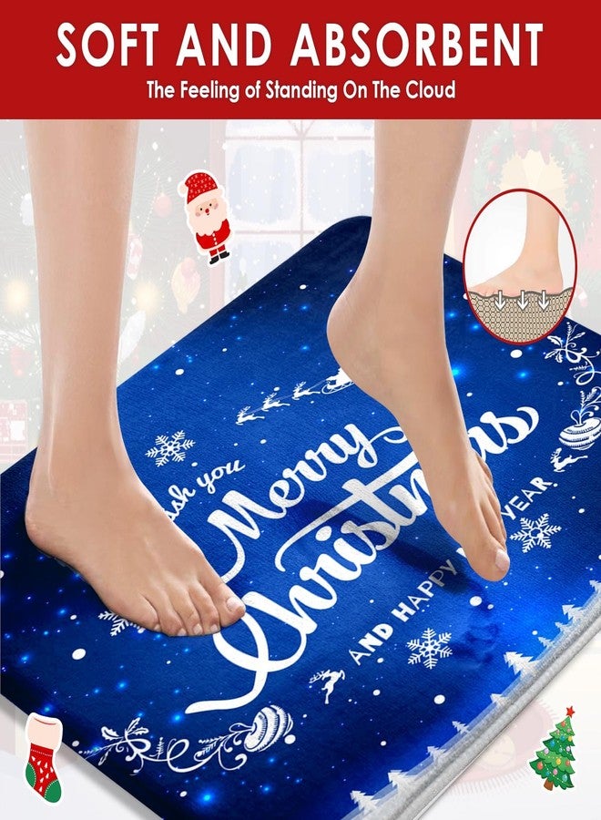 ArtSocket Merry Christmas Bathroom Set with Shower Curtain and Rugs Accessories, Happy New Year Snowflakes Blue Shower Curtain, Winter Bathroom Decor 4 Pcs - Image 4