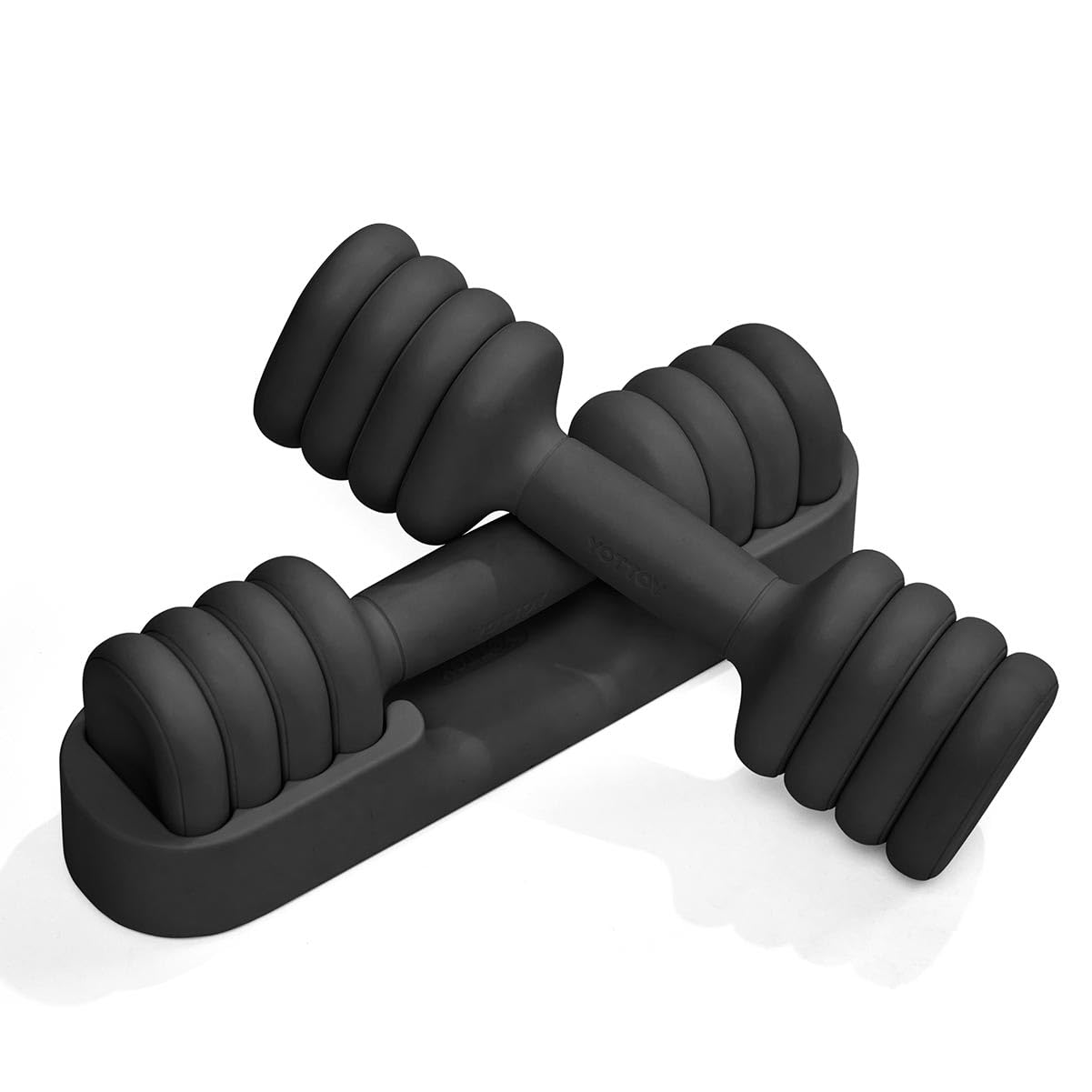 YOTTOY Adjustable Dumbbell Set of 2, 4-in-1 Hand Weights for Women at Home, Compact Free Weights Dumbbells Set with Soft Grip and Base, 2-5 lbs Each for Home Gym (Black)