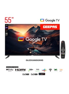 GEEPAS Geepas 55 Inch 4K UHD Google Smart LED TV, GLED5506SGXHD  , Black  - Image 1