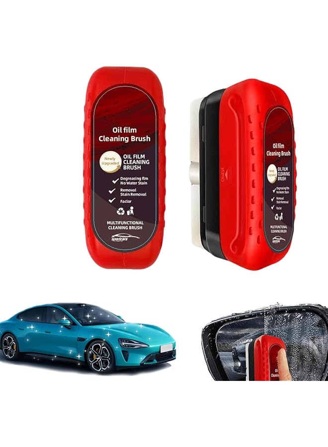 promass 2 PCS Automotive Oil Film Cleaning Brush,Universal Glass Oil Film Cleaner,Glass Cleaning Wipe Board,Windshield Glass Coating,All in One Wipe on Oil Film Remover,Prevents Rain Fog Cleaning Brush - Image 1