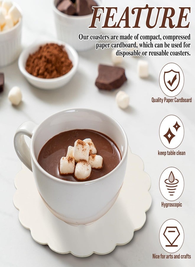 تاوباري مجموعة تاوباري من 400 قطعة من قواعد الأكواب الورقية الكرتونية، قواعد أكواب للاستخدام مرة واحدة، مقاس 4 بوصات، قاعدة أكواب بيضاء للمشروبات، مناسبة للأعمال الفنية والحرف اليدوية، البارات، حفلات الزفاف (مزينة بالزهور). - Image 3