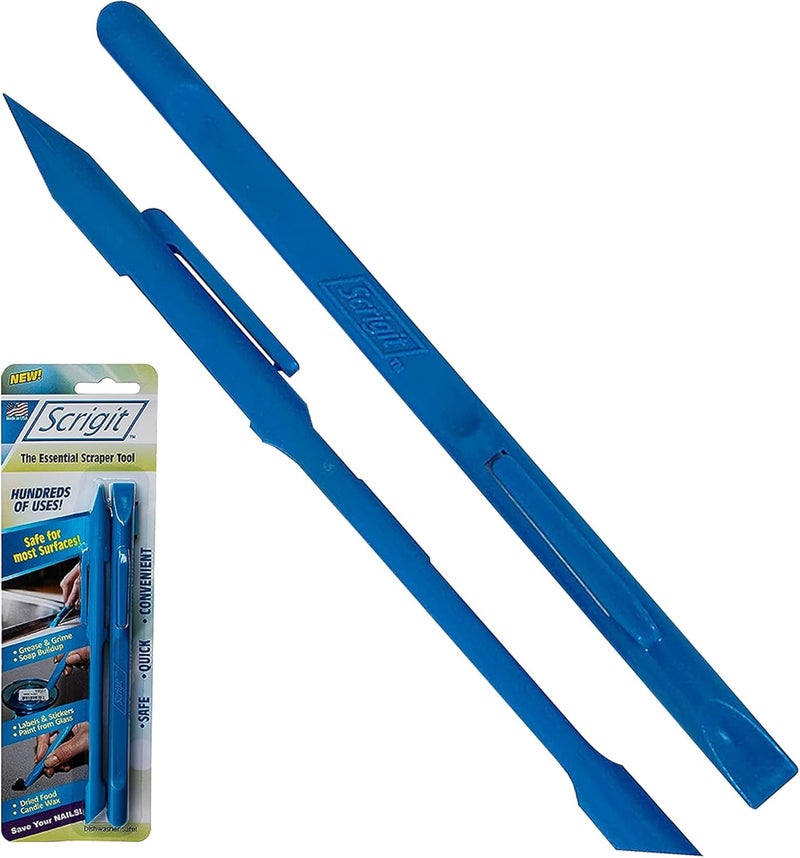 Scrigit Scraper No-Scratch Plastic Scraper Tool, 2 Pack - The Handy Multi-Use Scraping Tool for Removing Food, Labels, Stickers, Paint, Grease - Easy to Hold, Reaches Tight Spaces and Crevices - Image 1