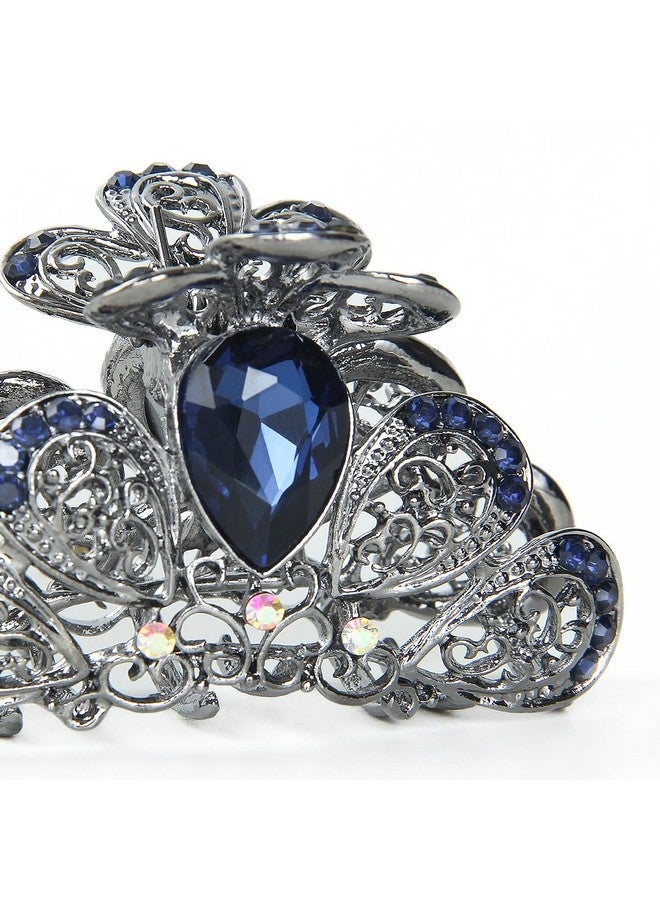 kilofly 3Pc Women Rhinestone Crystal Large Clip Claw Thick Hair Metal Barrettes - Image 4