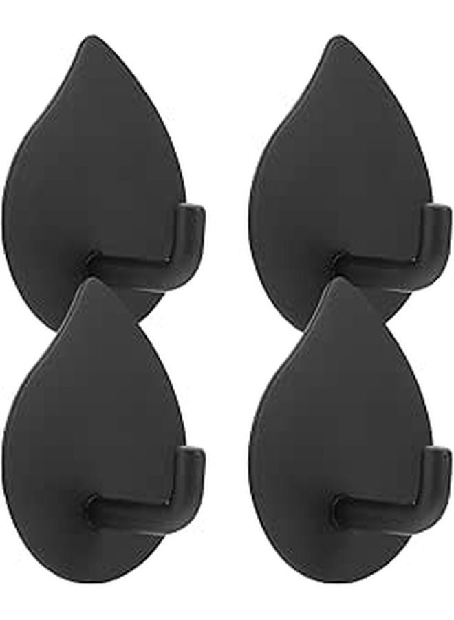 Stainless Steel Adhesive Hooks No Drill Wall Mounted Black Water Drop Design - Image 1