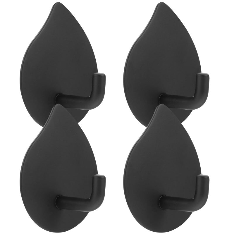 Stainless Steel Adhesive Hooks No Drill Wall Mounted Black Water Drop Design - Image 2