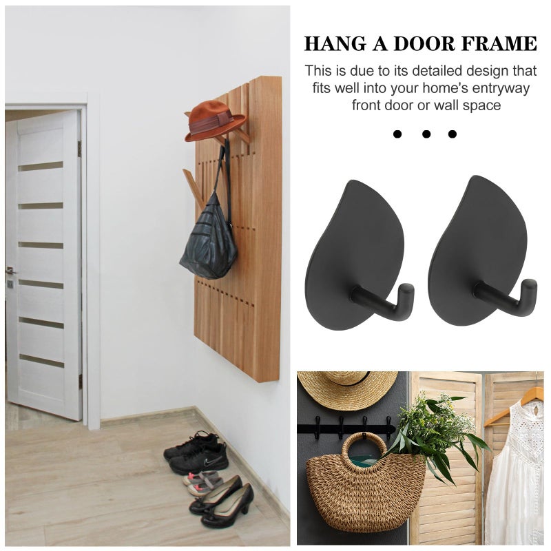 Stainless Steel Adhesive Hooks No Drill Wall Mounted Black Water Drop Design - Image 5
