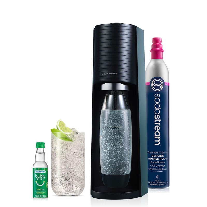 SodaStream SodaStream  Terra Soda Streaming Machine  STARTER KIT  Sparkling Water Maker with CO2  Bubly Drop  EcoFriendly No Batteries Needed  Black 
