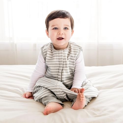 Woolino 4 Season Baby Sleep Bag with feet, Merino Wool and Organic Cotton Walker Sleep Bag Sack, 6-18m, Birch Gray - Image 3