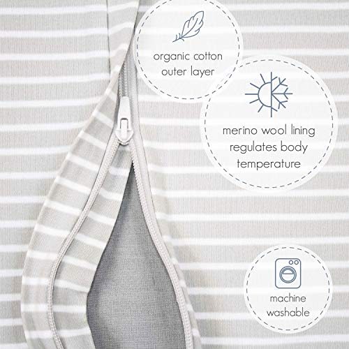 Woolino 4 Season Baby Sleep Bag with feet, Merino Wool and Organic Cotton Walker Sleep Bag Sack, 6-18m, Birch Gray - Image 5