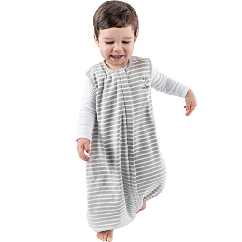 Woolino 4 Season Baby Sleep Bag with feet, Merino Wool and Organic Cotton Walker Sleep Bag Sack, 6-18m, Birch Gray - Image 1