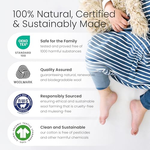 Woolino 4 Season Baby Sleep Bag with feet, Merino Wool and Organic Cotton Walker Sleep Bag Sack, 6-18m, Birch Gray - Image 4