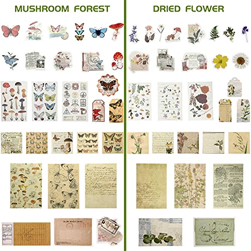 Zonon 120 Pcs Vintage Aesthetic Scrapbook Kit Junk Journaling Supply with Retro Stamp Stickers,Material Paper, Tag Card,Hand Account Collage Card,Pillow Box,Twine Diary Supply Birthday Gift(Artsy Style) - Image 3