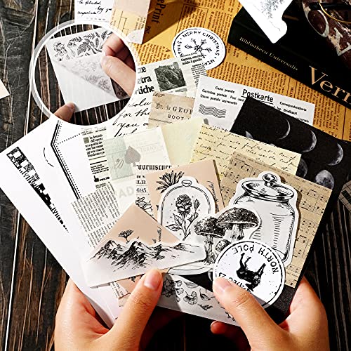 Zonon 120 Pcs Vintage Aesthetic Scrapbook Kit Junk Journaling Supply with Retro Stamp Stickers,Material Paper, Tag Card,Hand Account Collage Card,Pillow Box,Twine Diary Supply Birthday Gift(Artsy Style) - Image 4