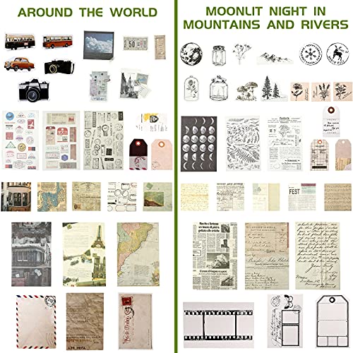 Zonon 120 Pcs Vintage Aesthetic Scrapbook Kit Junk Journaling Supply with Retro Stamp Stickers,Material Paper, Tag Card,Hand Account Collage Card,Pillow Box,Twine Diary Supply Birthday Gift(Artsy Style) - Image 2