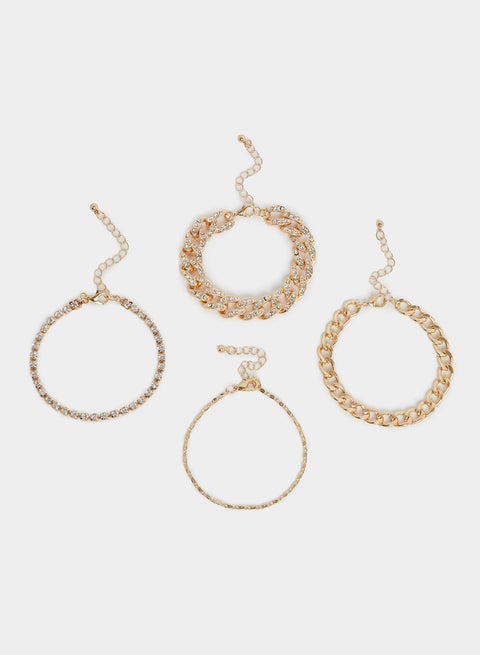 طقم 4 أساور بسلسلة مزخرفة