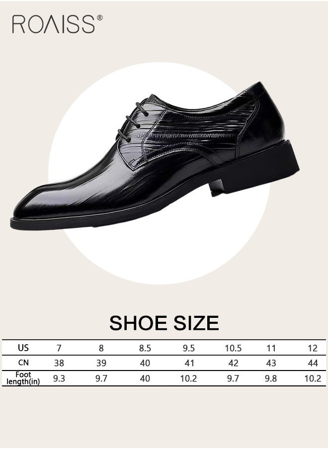 roaiss - Business Formal Leather Shoes Men'S Professional Formal Occasion British Shoes Waterproof Leather Pointed Toe Drawstring Buckle Shallow Shoes - Image 1