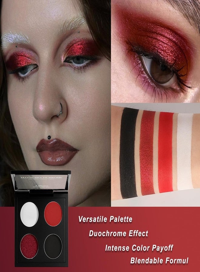 Afflano Gothic Red Makeup Eyeshadow Palette, Matte White Black Red Eye shadow, Ultra-Pigmented Chrome Red Glitter Eyeshadow, Intense Metallic Smokey Black Red Eyeshadow Palette Halloween Goth Makeup - Image 2