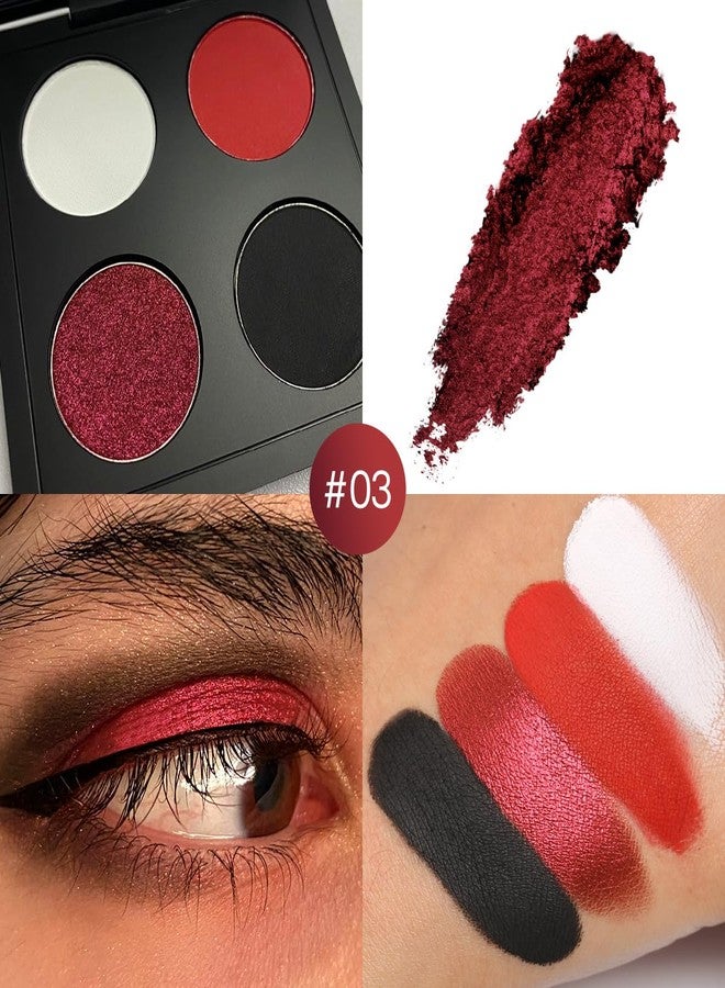 Afflano Gothic Red Makeup Eyeshadow Palette, Matte White Black Red Eye shadow, Ultra-Pigmented Chrome Red Glitter Eyeshadow, Intense Metallic Smokey Black Red Eyeshadow Palette Halloween Goth Makeup - Image 5