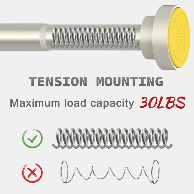 Thestoa Brushed Nickel Shower Curtain Rod Adjustable 43-78 inch, 1"Diameter Spring Tension Curtain Rod No Drill, Anti-Rust Non-Slip Shower Rod for Bathroom Tension Rod - Image 2