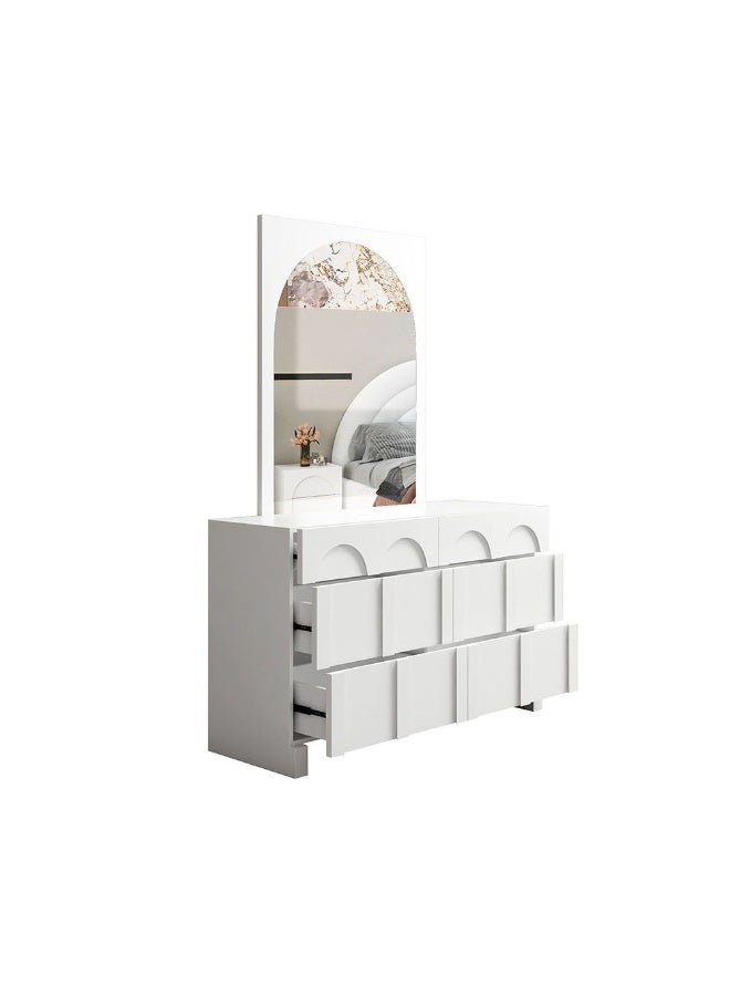 DANUBE HOME Calm 6 Drawer Dresser With Mirror Durable Vanity Table Dressing Makeup Desk With Storage Modern Design Bedroom Furniture L120xW42.3xH175cm-White  - Image 3